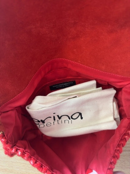 Caterina Bertini  Red Straw Flap Shoulder Bag