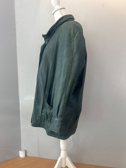 Pelle L Green Genuine leather button up bomber jacket HEAVY