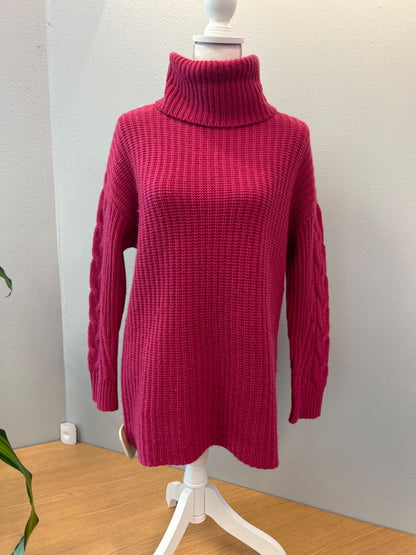 Naadam XS Pink NWT Cable knit sleeve turtle