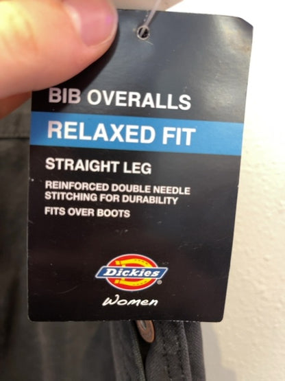 Dickies L Black 'Bib Overalls Relaxed Fit Straight Leg' NWT