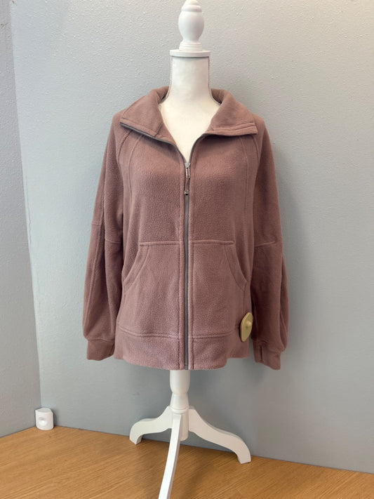 Lululemon XS/S Pink fleece full zip w/ collar/silver zip