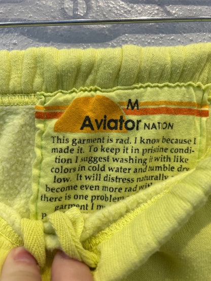 Aviator Nation M Yellow pull on jogger w/ checkerboard leg
