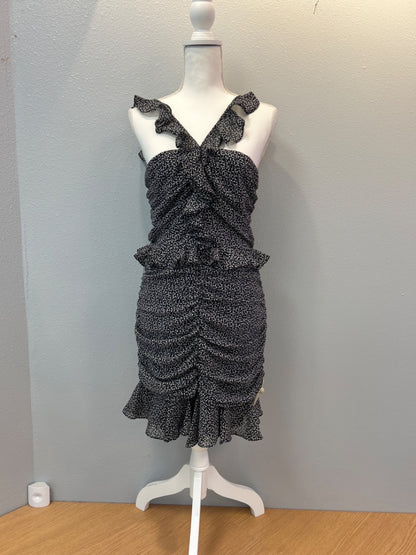 ASTR the Label M Black /white mini floral print halter ruffle ruched detail