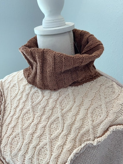 blue velvet L Tan LS turtle knit