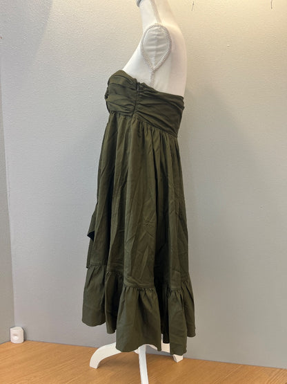diane von furstenberg 4 Green Ruffle front Tube top