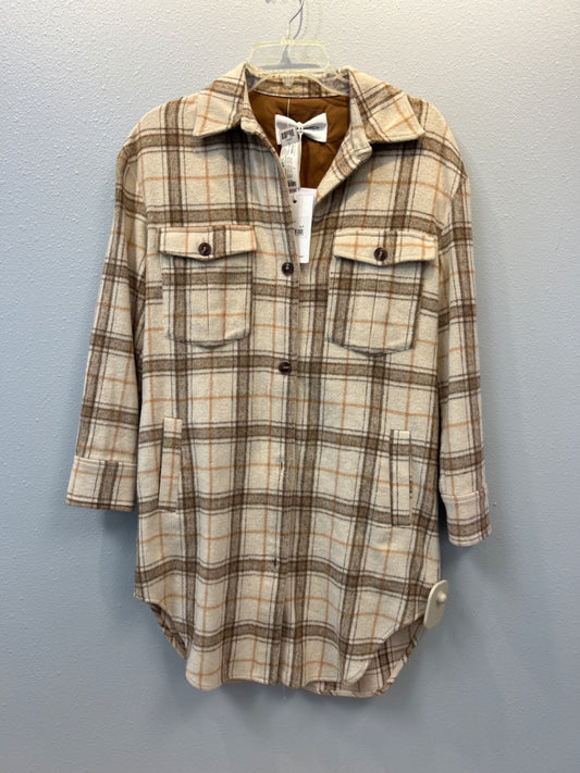 Silvian Heach 2 Tan/Brown LS Plaid Bttnup