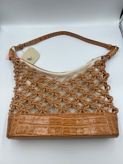 Brahmin  Tan knotted shell, crocodile texture detail and straps