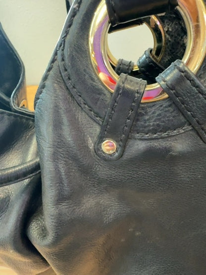 Micheal Kors  Black 2handle large bag w/ MK/gold accent AS IS