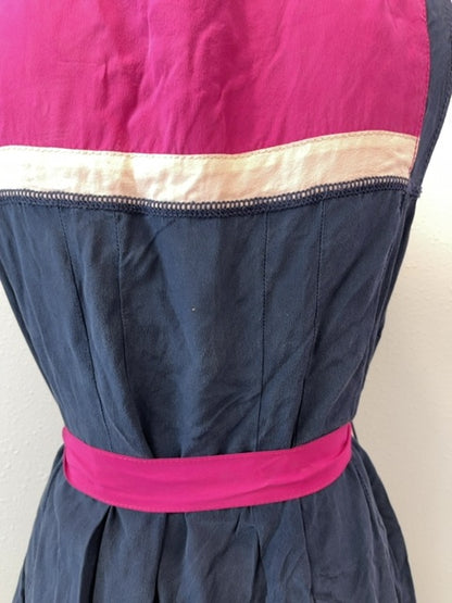 Tory Burch 10 Blue/Pink SILK Color Block w/belt