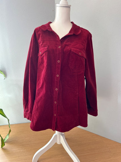 Joan rivers 2X Red Corduory collared button up