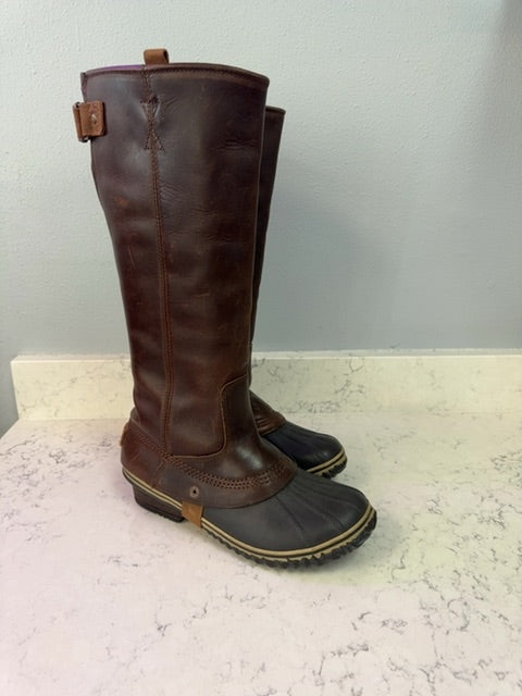 Sorel 10.5 Brown Leather EQUESTRIAN riding tall winter boot