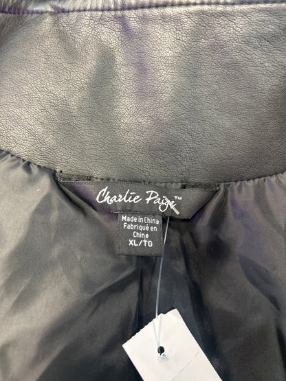 Faux leather & ruffles Vest