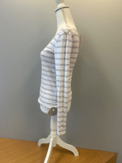 vince S White/Black Striped Wide Neck