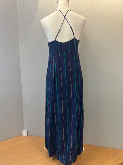 Madewell S Blue /green striped sleeveless midi NWT