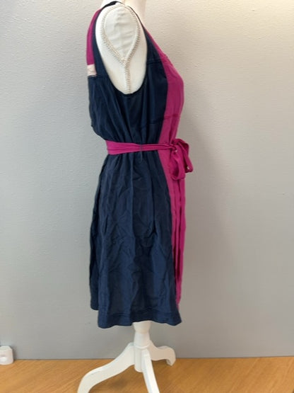 Tory Burch 10 Blue/Pink SILK Color Block w/belt