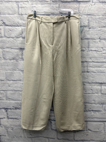 Rag & Bone L Cream /gray pinstriped wide leg trouser NWT