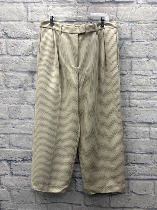Rag & Bone L Cream /gray pinstriped wide leg trouser NWT