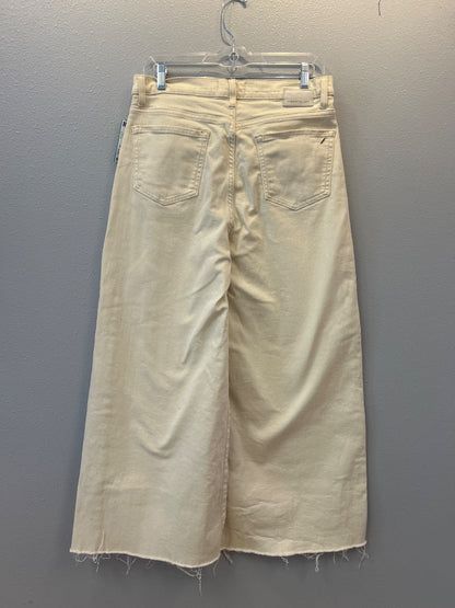 Current/Elliott 8 Cream super wide leg raw hem hi rise