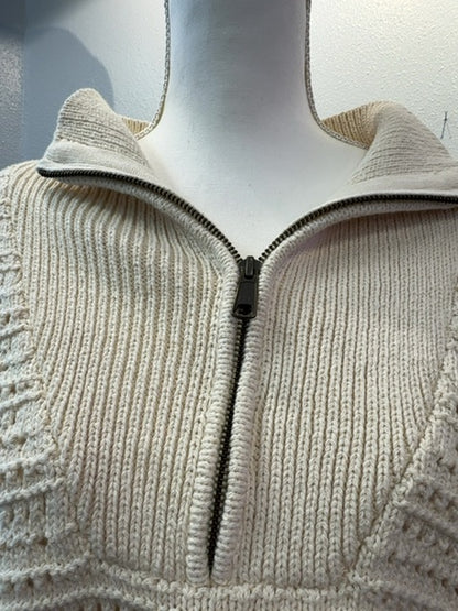 Marine Layer XL Tan holey knit 1/4 zip sweatshirt NWT