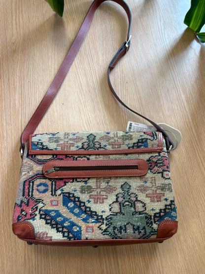 The Elevated Abode  Brown Turkish Rug x-body w/Leather trim