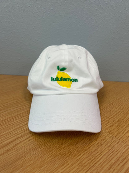 Lululemon L/XL White baseball cap w/ lemon/logo