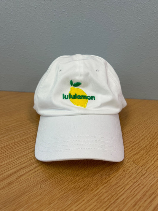 Lululemon L/XL White baseball cap w/ lemon/logo