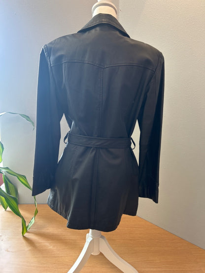 Jaquline Ferrar M Black Genuine leather tunic w/ belt