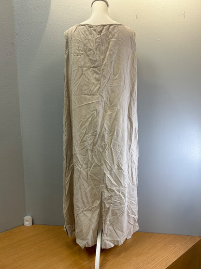 grade & gather L Tan thin stripe sleeveless 100% cotton w/ pockets