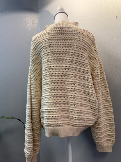 Marine Layer XL Tan holey knit 1/4 zip sweatshirt NWT