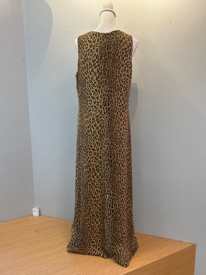 Ralph Lauren 14 Tan /blk cheetah SILK sleeveless maxi