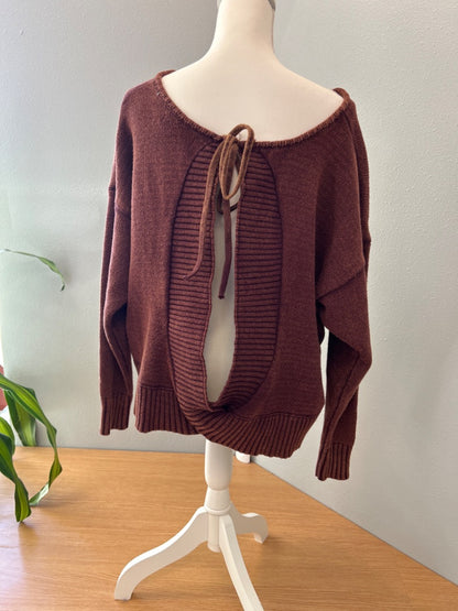 Leela & Lavender M Brown open back knit w/ back tie