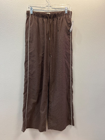 Active USA M Brown plaid wide leg pant w/ WTE stripe