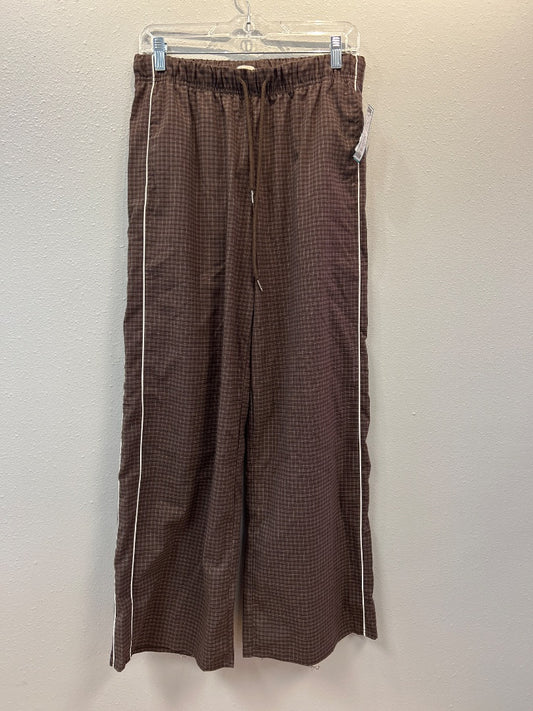 Active USA M Brown plaid wide leg pant w/ WTE stripe