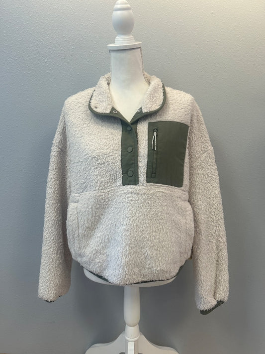 Vuori M cream/green Sherpa 1/4 snap