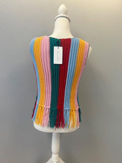 Line and dot S Multi Knit fringe bottom