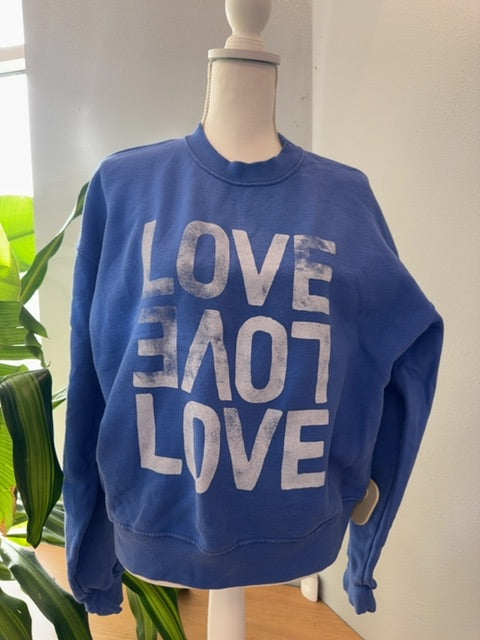 Spiritual Gangster S Blue LS crewneck "Love Love Love"