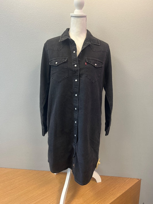 Levi's M Black Denim LS collared bttn up short dress