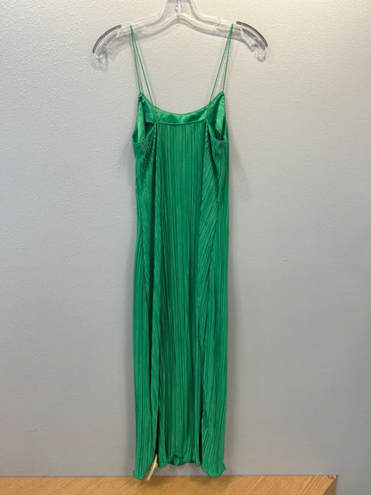 Good American 0 Green pleated spaghetti strap midi