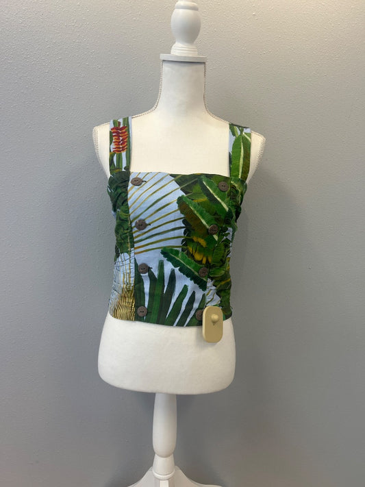 Farm Rio S Green NWT Palm Print Bustier