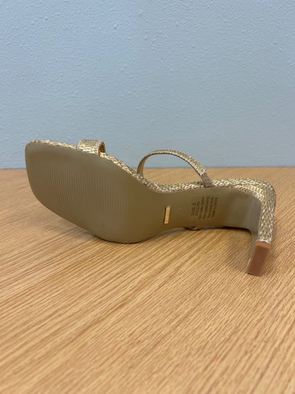 Billini 9 Gold Woven 2 strap heels