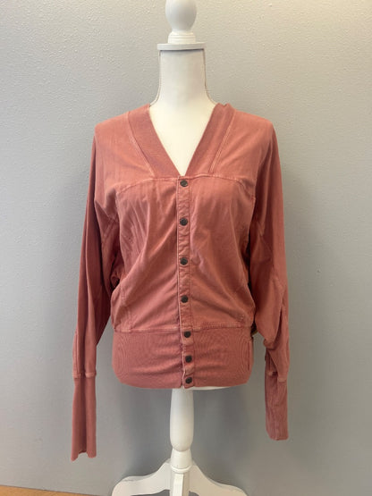 fp movement xl Pink bttn up cardi w/ silver hadware/no collar