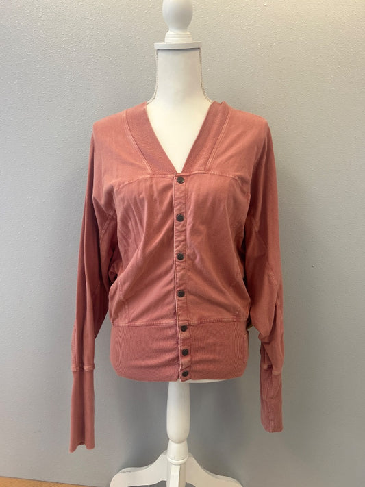 fp movement xl Pink bttn up cardi w/ silver hadware/no collar