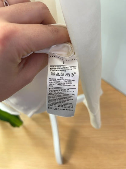 Banana Republic S Cream satin collared LS button up