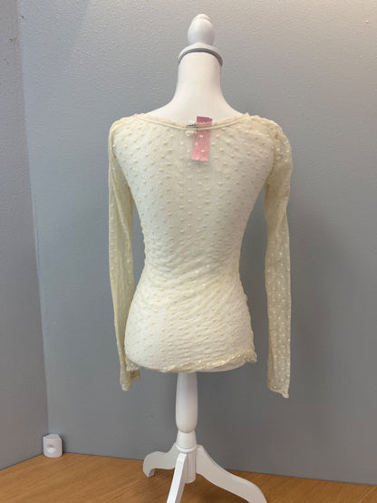 We The Free S Tan lace//mesh sheer LS