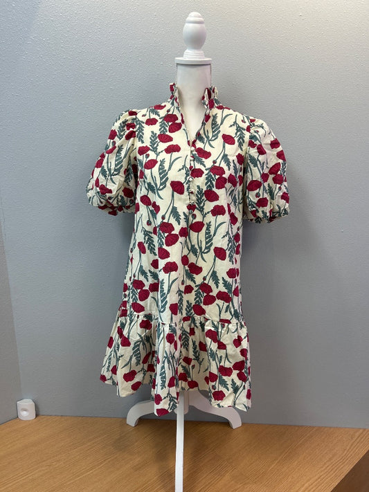 Hyacinth House XS Cream NWT Poppy print hi neck