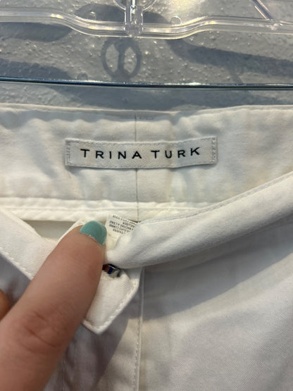 Trina Turk 4 White khaki flare straight leg trouser