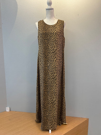 Ralph Lauren 14 Tan /blk cheetah SILK sleeveless maxi
