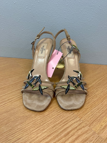 Valentino 8 Tan Strappy Birds Heeled