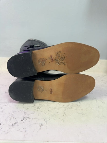 Coach 8 Black leather knee high riding boots w/ buckle