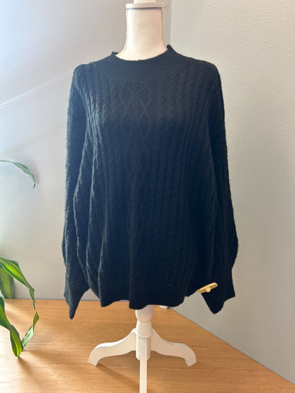 Vince Camuto XXL Black thick fuzzy crewneck LS NWT